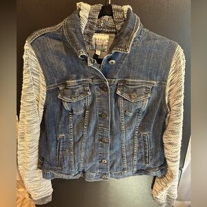 Torrid Denim French Terry Hooded Jean Jacket Dark Wash Blue - Size 0X.